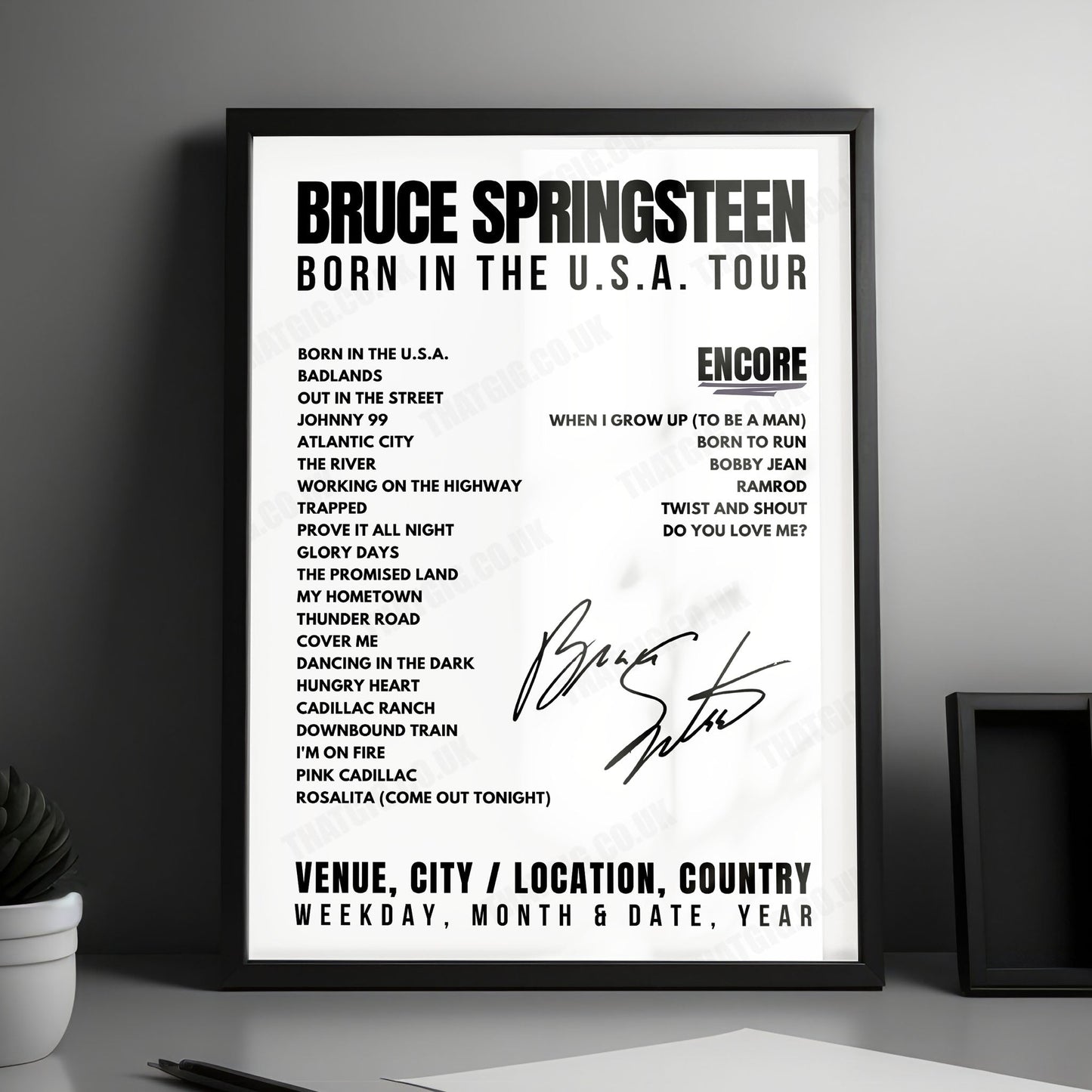Bruce Springsteen Setlist Poster - Roundhay Park, Leeds - July 7th, 1985