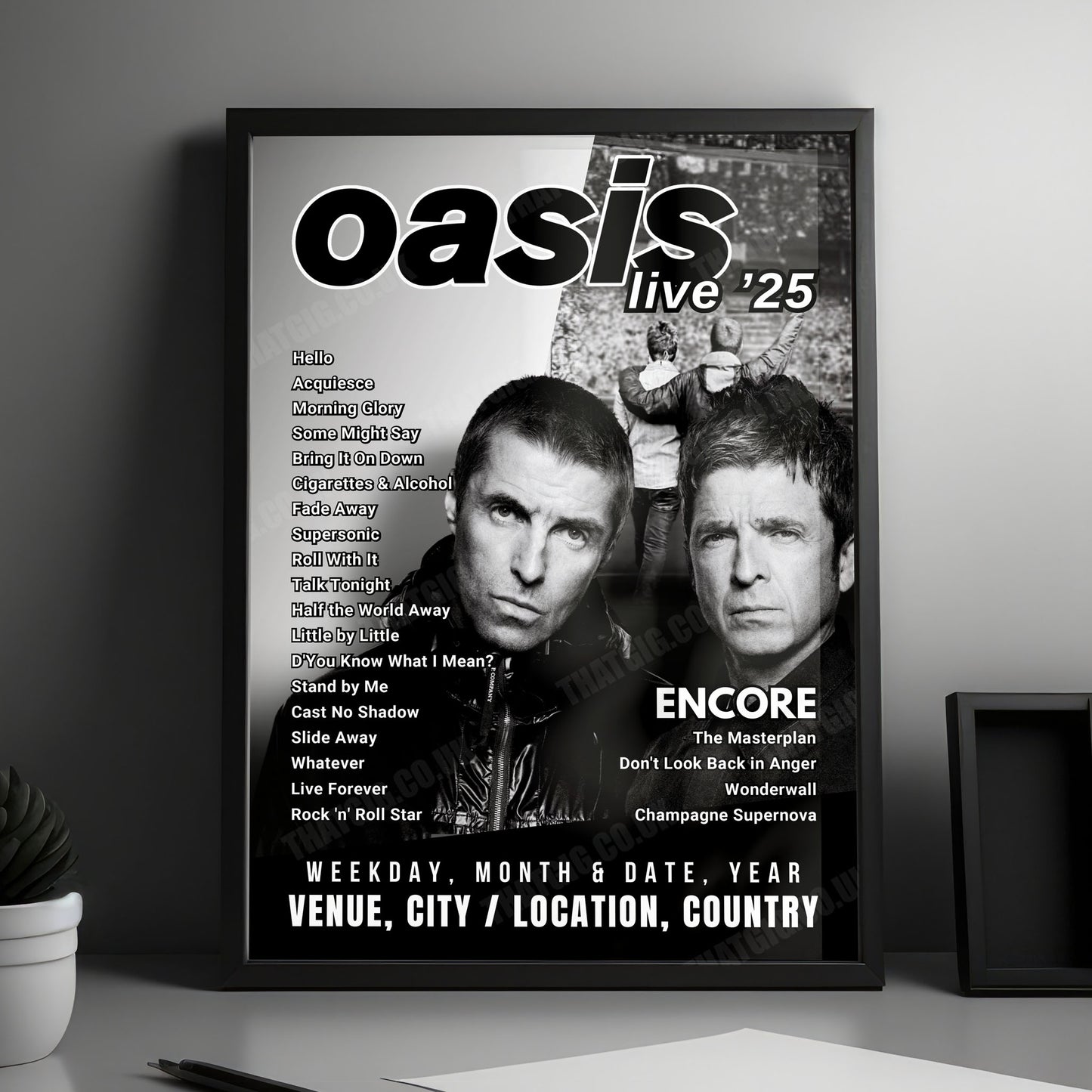 Oasis Setlist Poster - Principality Stadium, Cardiff - July 5th, 2025