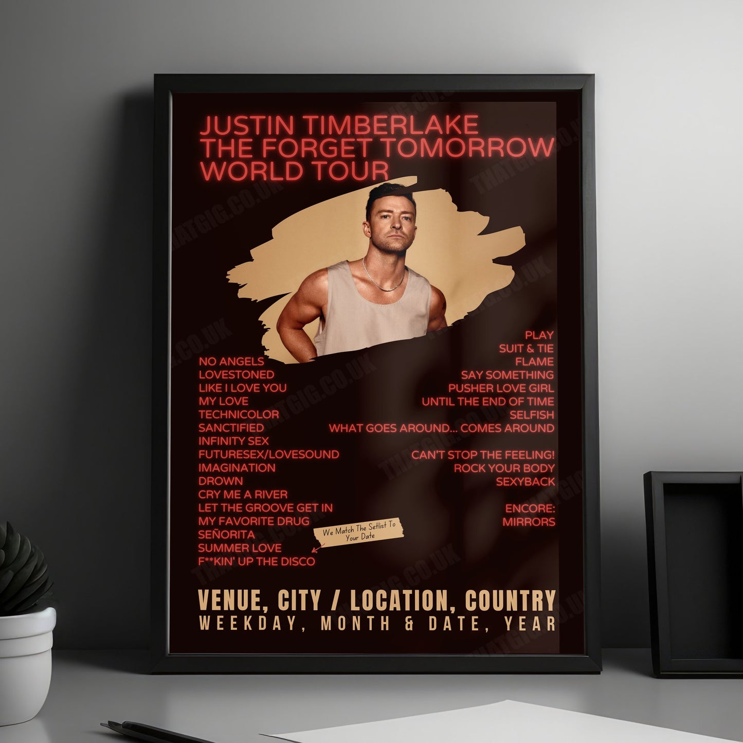 Justin Timberlake Setlist Poster - Co-op Live, Manchester, England - August 8th, 2024