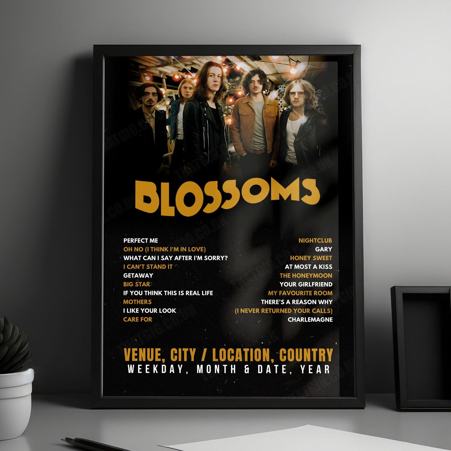 Blossoms Setlist Poster - O2 Apollo Manchester, Manchester - November 23rd, 2024