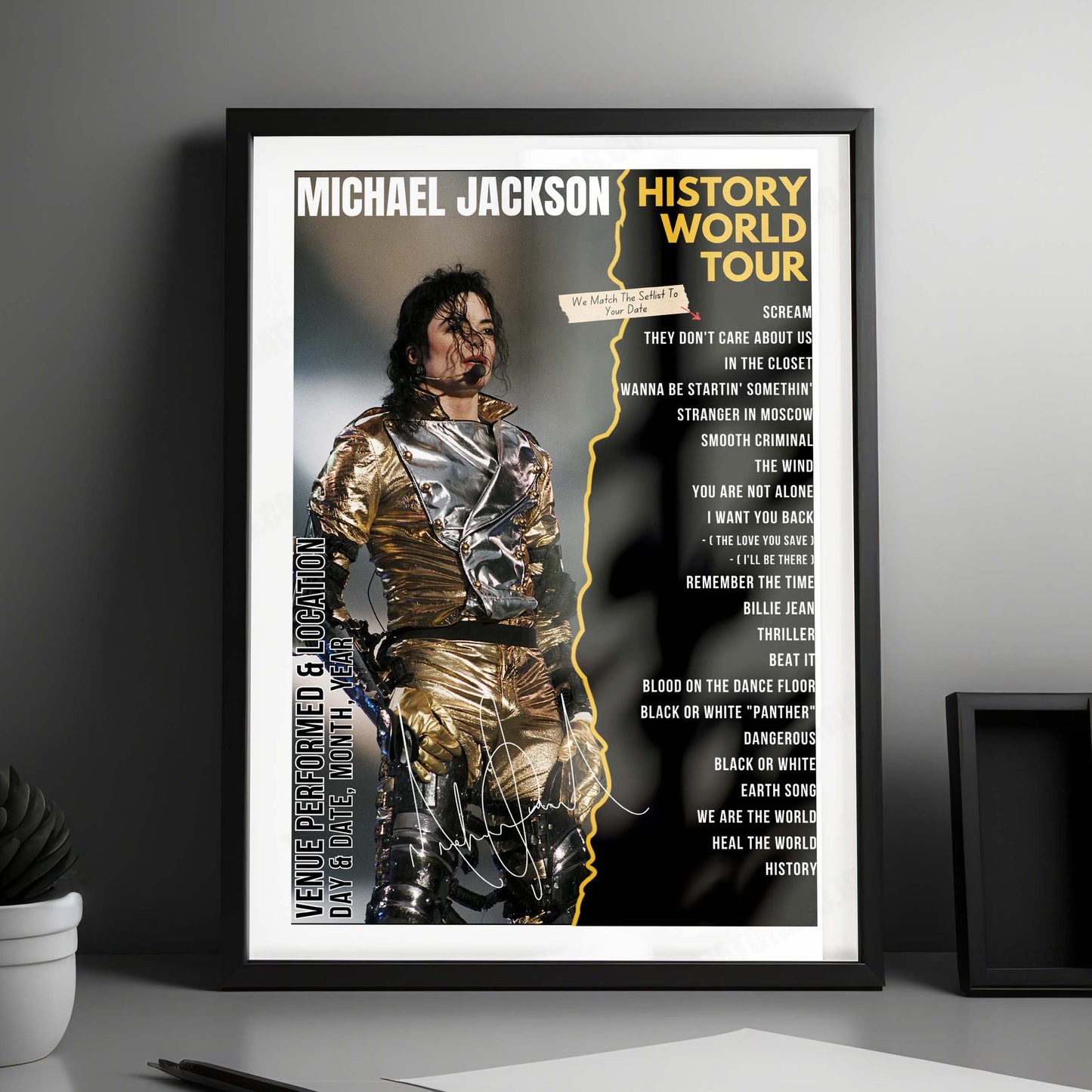 Michael Jackson Setlist Poster - Wembley Stadium, London, England - July 15th, 1997
