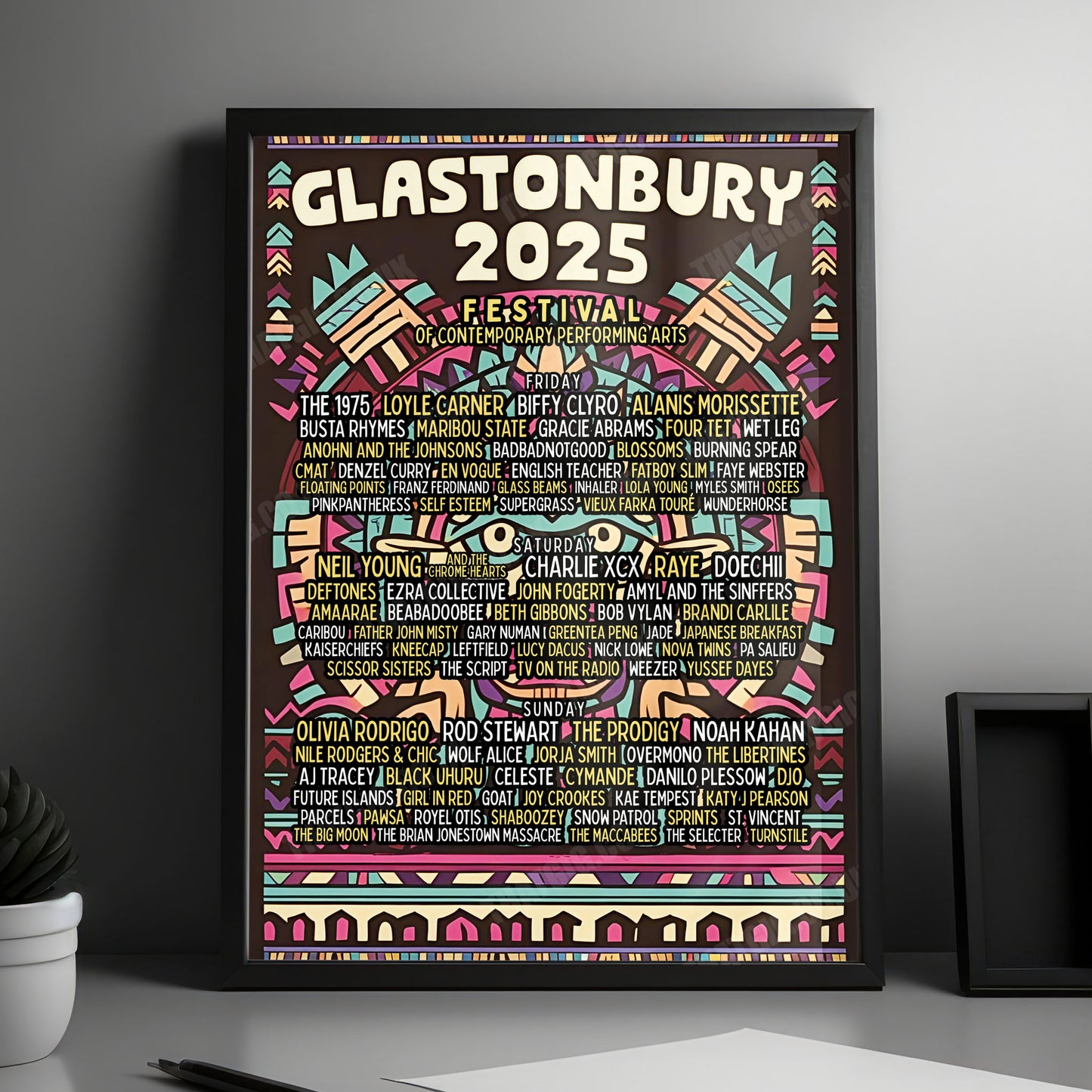 Glastonbury Festival Poster 2025 - 3-Day Line-up, Worthy Farm, Pilton