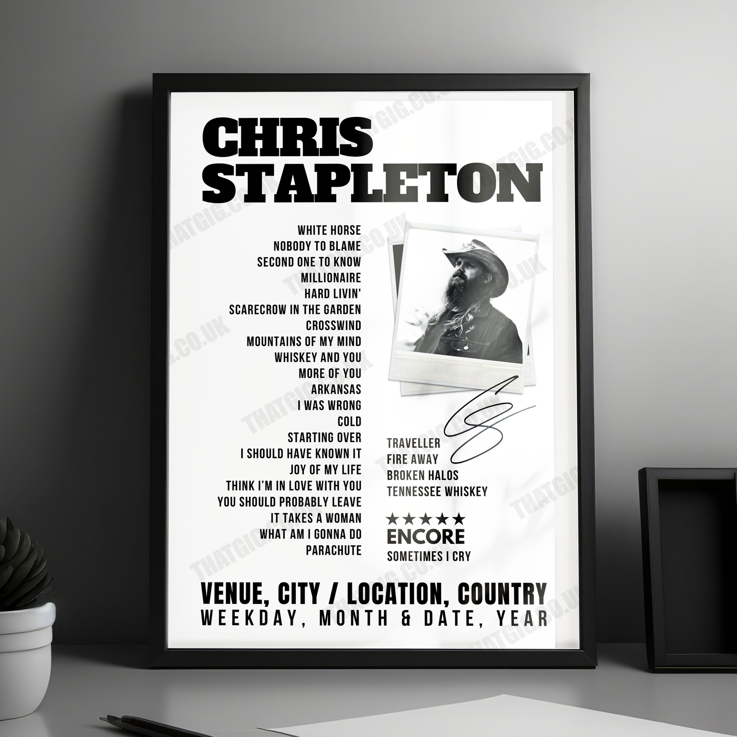 Chris Stapleton Setlist Poster - Highland Festival Grounds at the Kentucky Expo Center, Louisville - September 18th, 2022