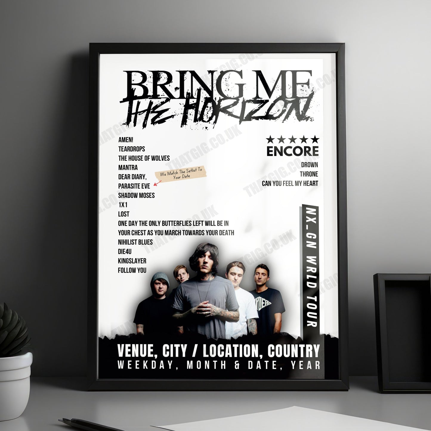 Bring Me the Horizon Setlist Poster - Las Vegas Festival Grounds, Las Vegas - April 27th, 2024