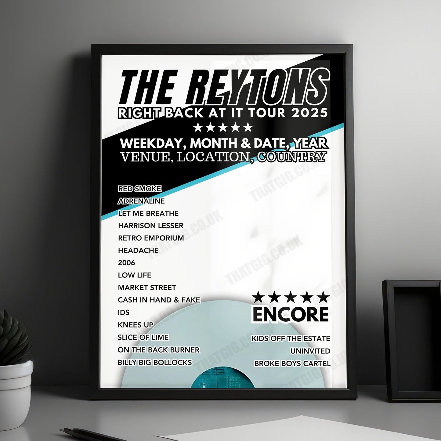 The Reytons Setlist Poster - O2 Academy Brixton, London, England - February 7th, 2025
