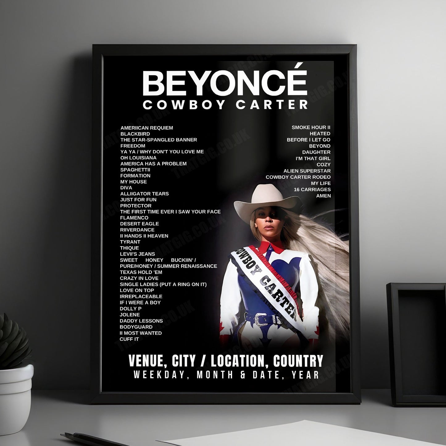 Beyoncé Setlist Poster - NRG Stadium, Houston - June 28th, 2025