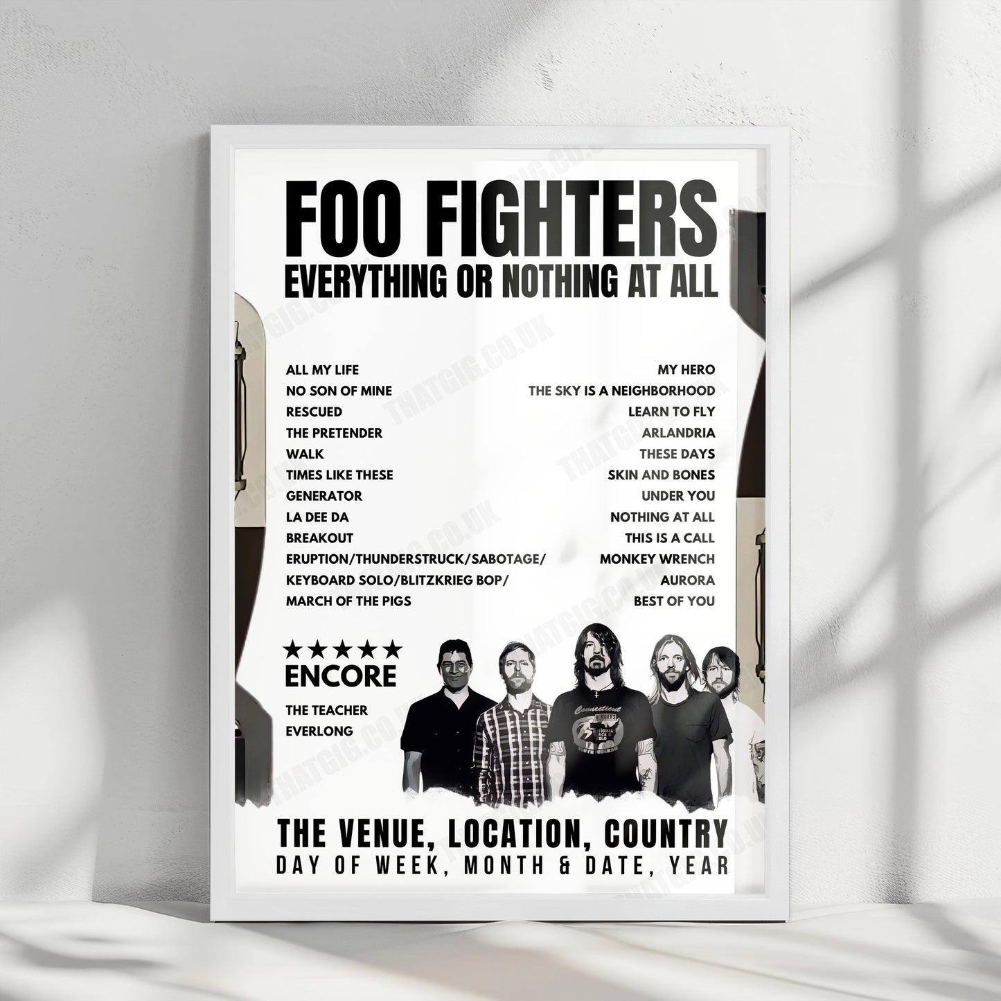 Foo Fighters Setlist Poster - Dos Equis Pavilion, Dallas - May 1st, 2024