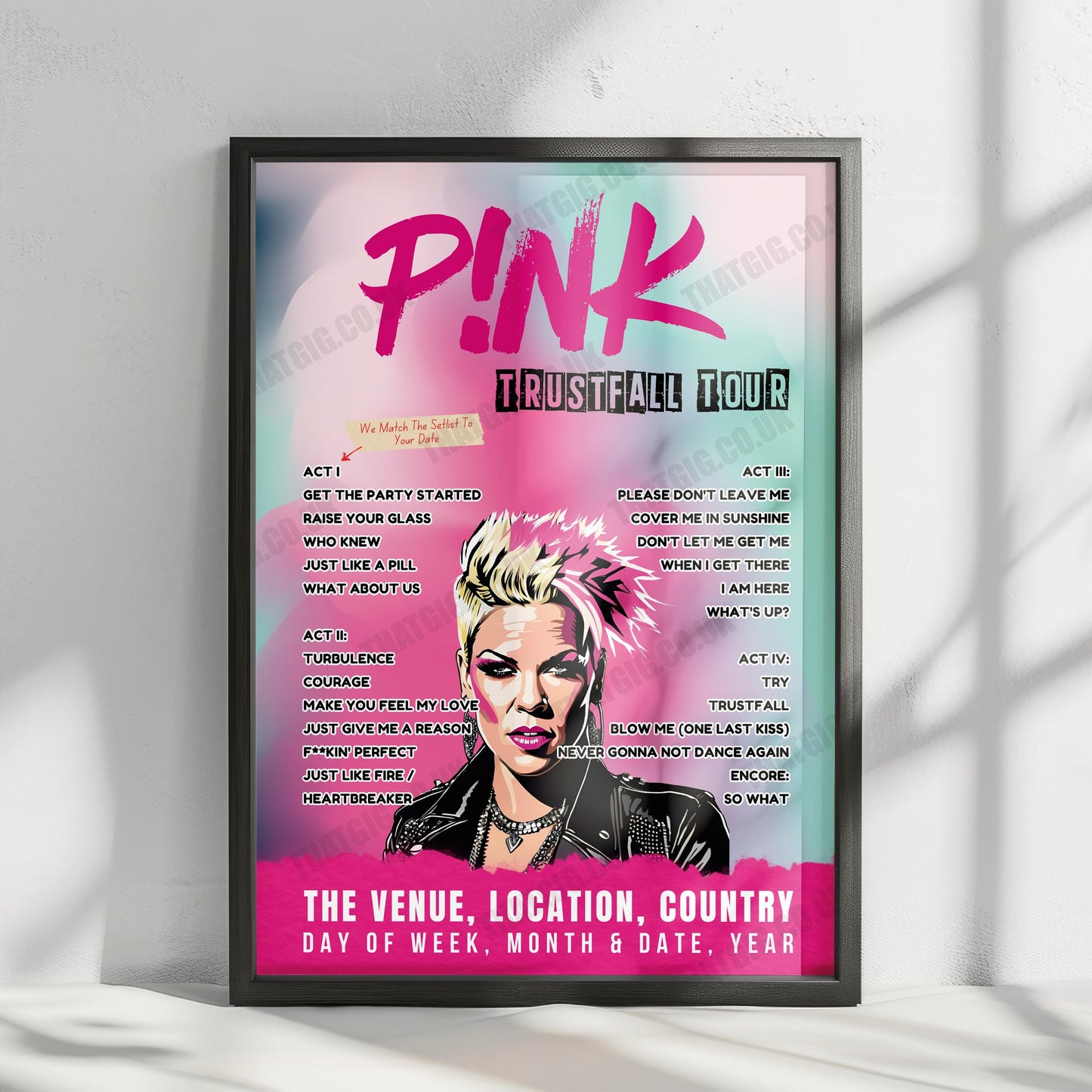 P!nk Setlist Poster - Centre Bell Montreal - November 1st, 2023