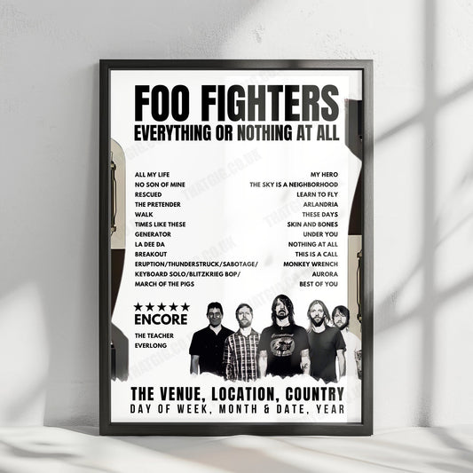 Foo Fighters Setlist Poster - BMO Stadium, Los Angeles - August 9th, 2024