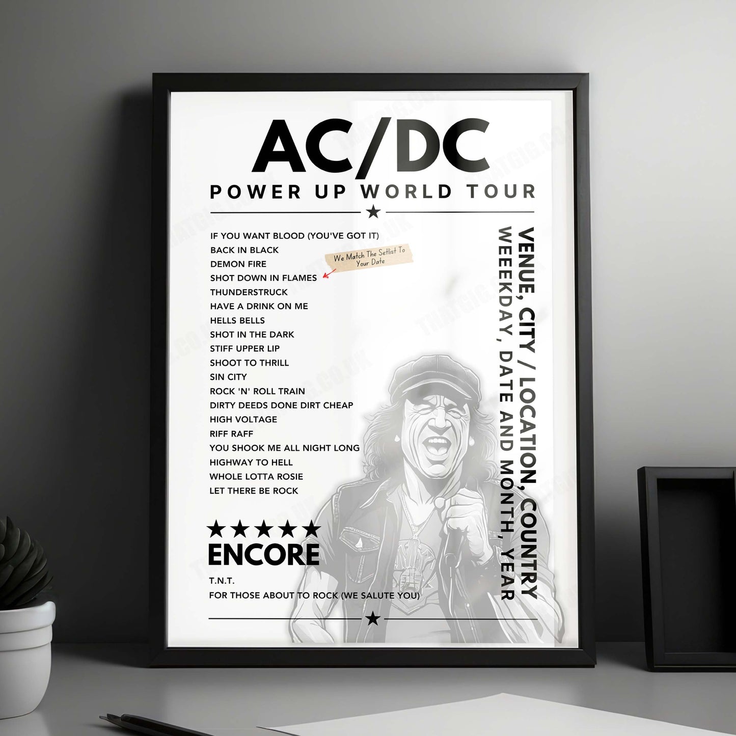 AC/DC Setlist Poster - BC Place Stadium, Vancouver - August 29th, 2009