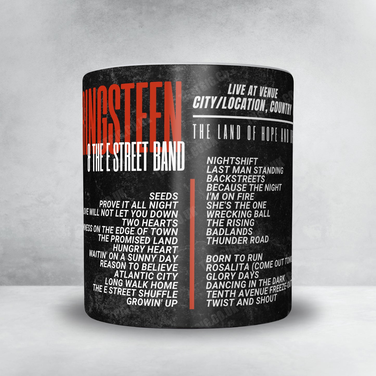 Bruce Springsteen Setlist Mug - Stade Pierre-Mauroy, Villeneuve-d'Ascq - May 27th, 2025