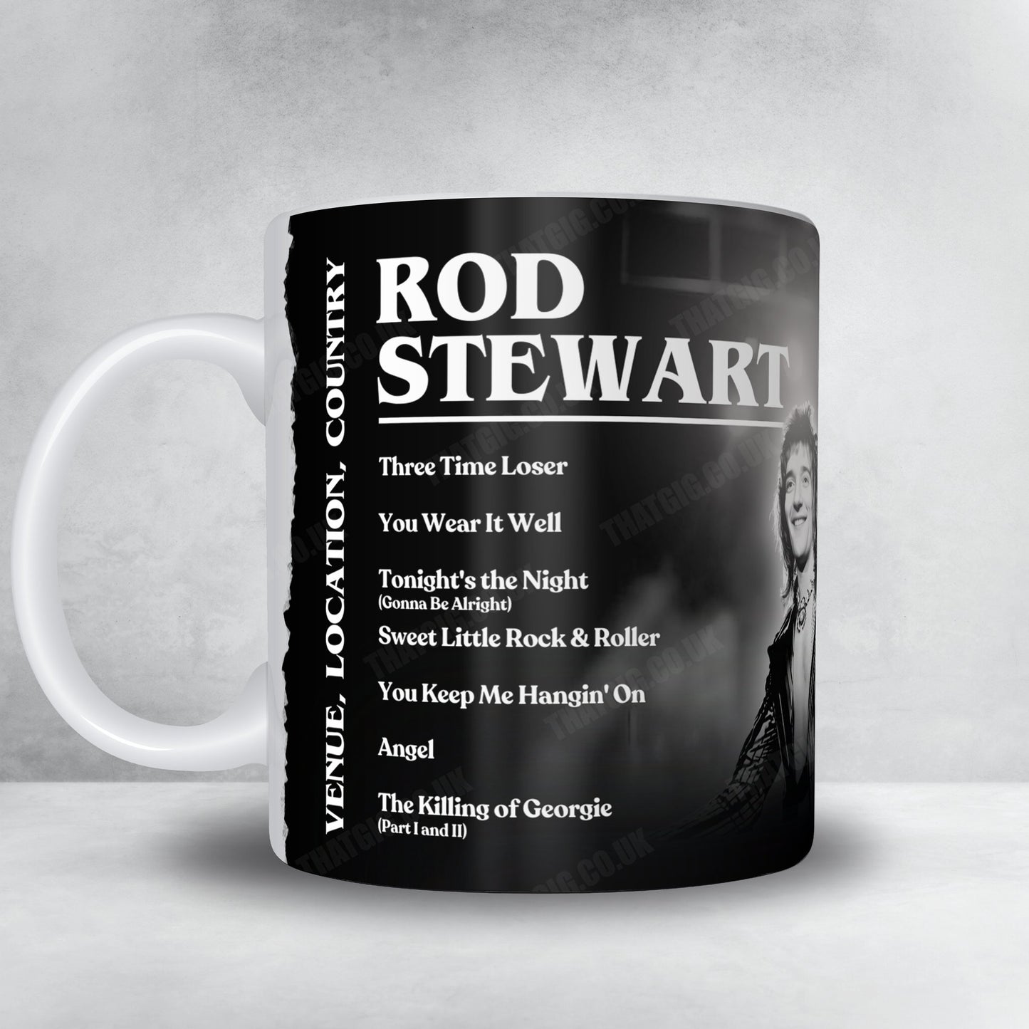 Rod Stewart Setlist Mug - Olympia Grand Hall, London, England - December 29th, 1978