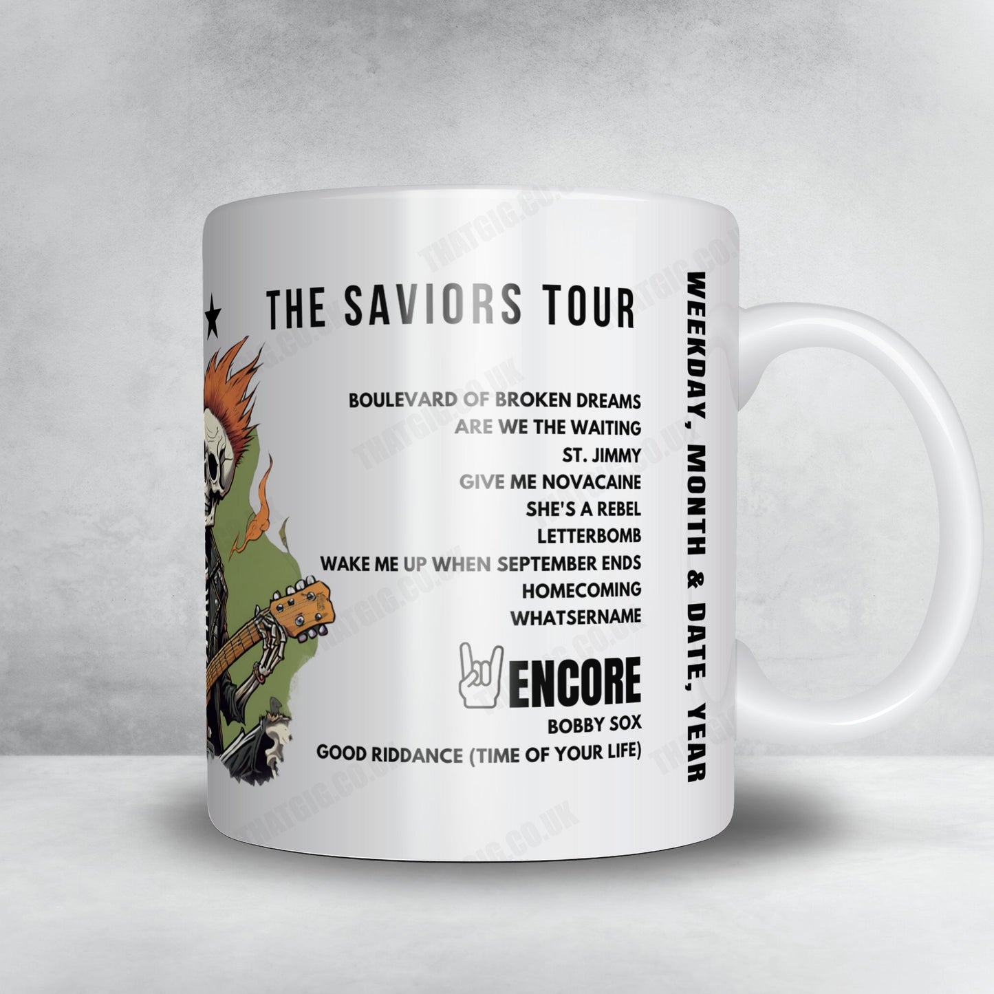 Green Day Setlist Mug - SoFi Stadium, Inglewood - September 14th, 2024