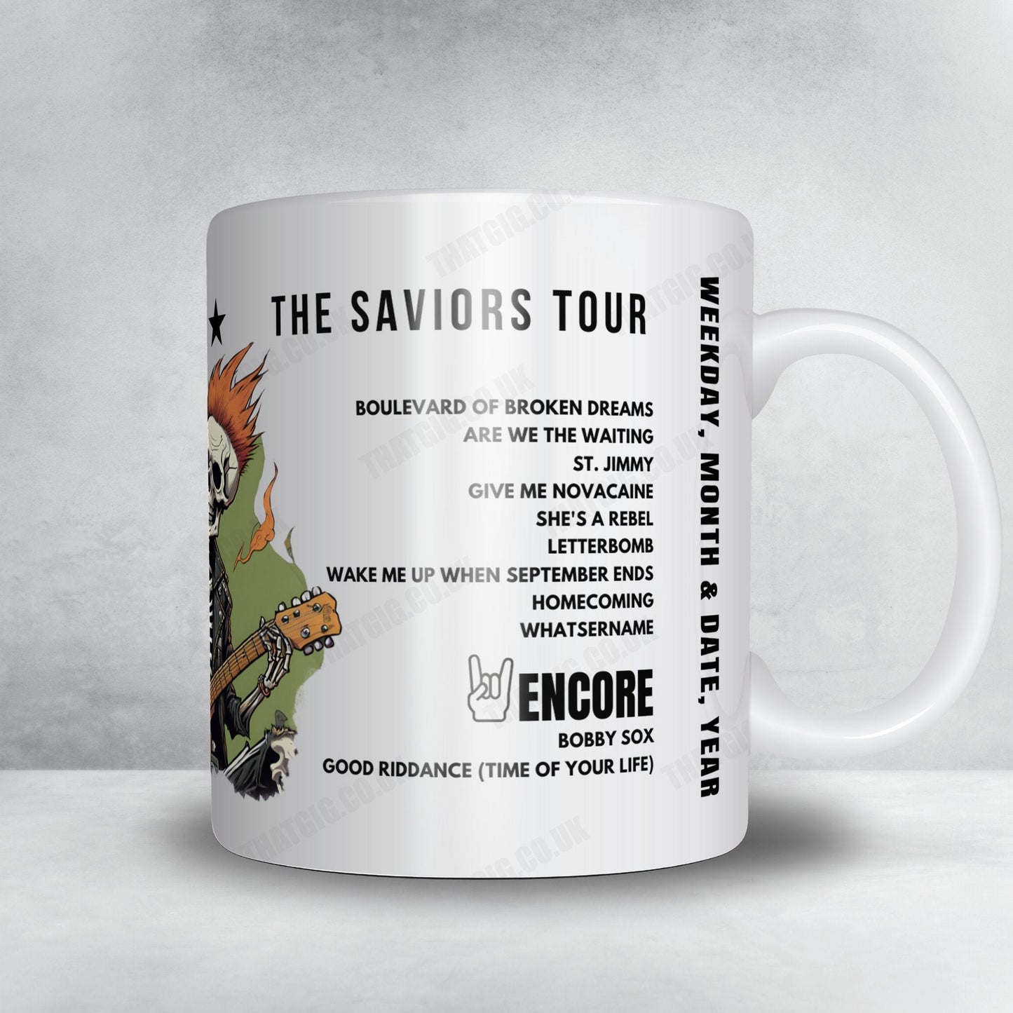 Green Day Setlist Mug - K-Arena Yokohama, Yokohama - February 26th, 2025