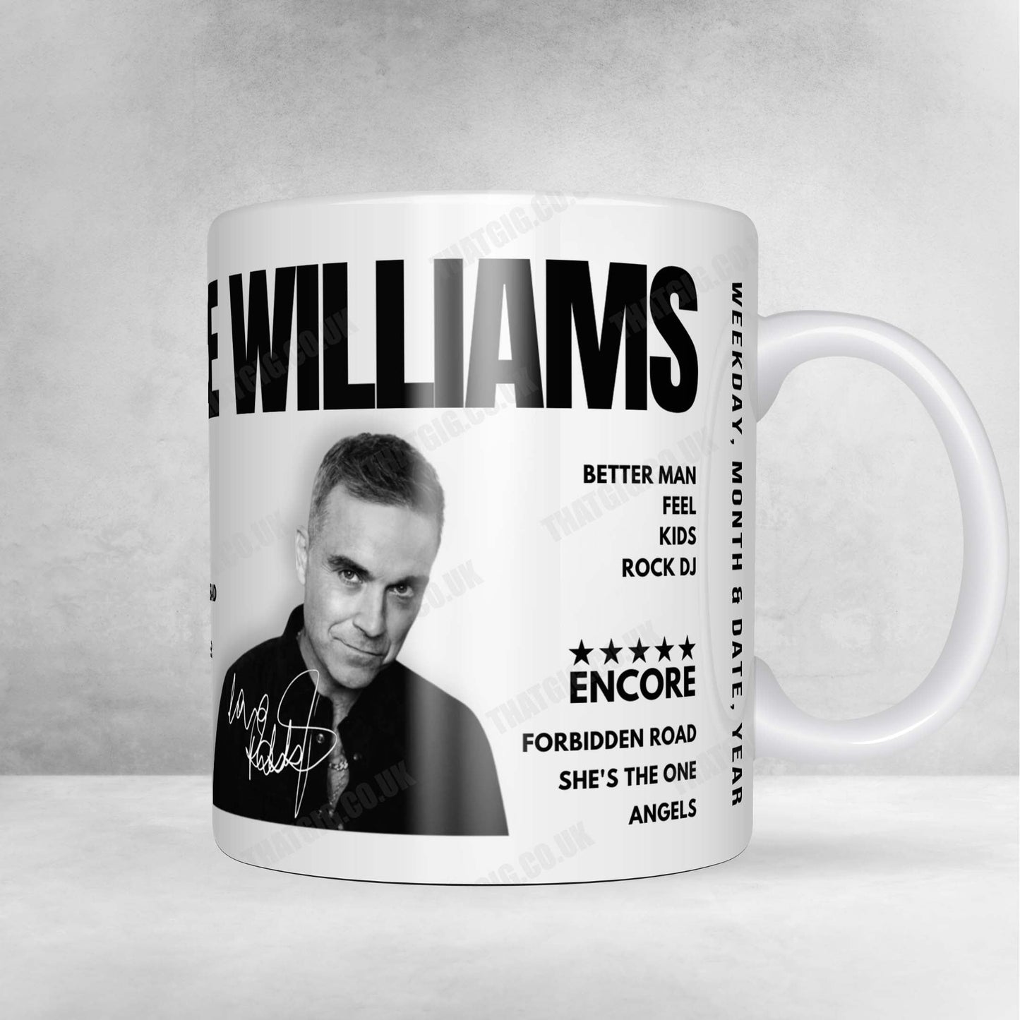 Robbie Williams Setlist Mug - Festivalpark, Werchter - June 28th, 2025