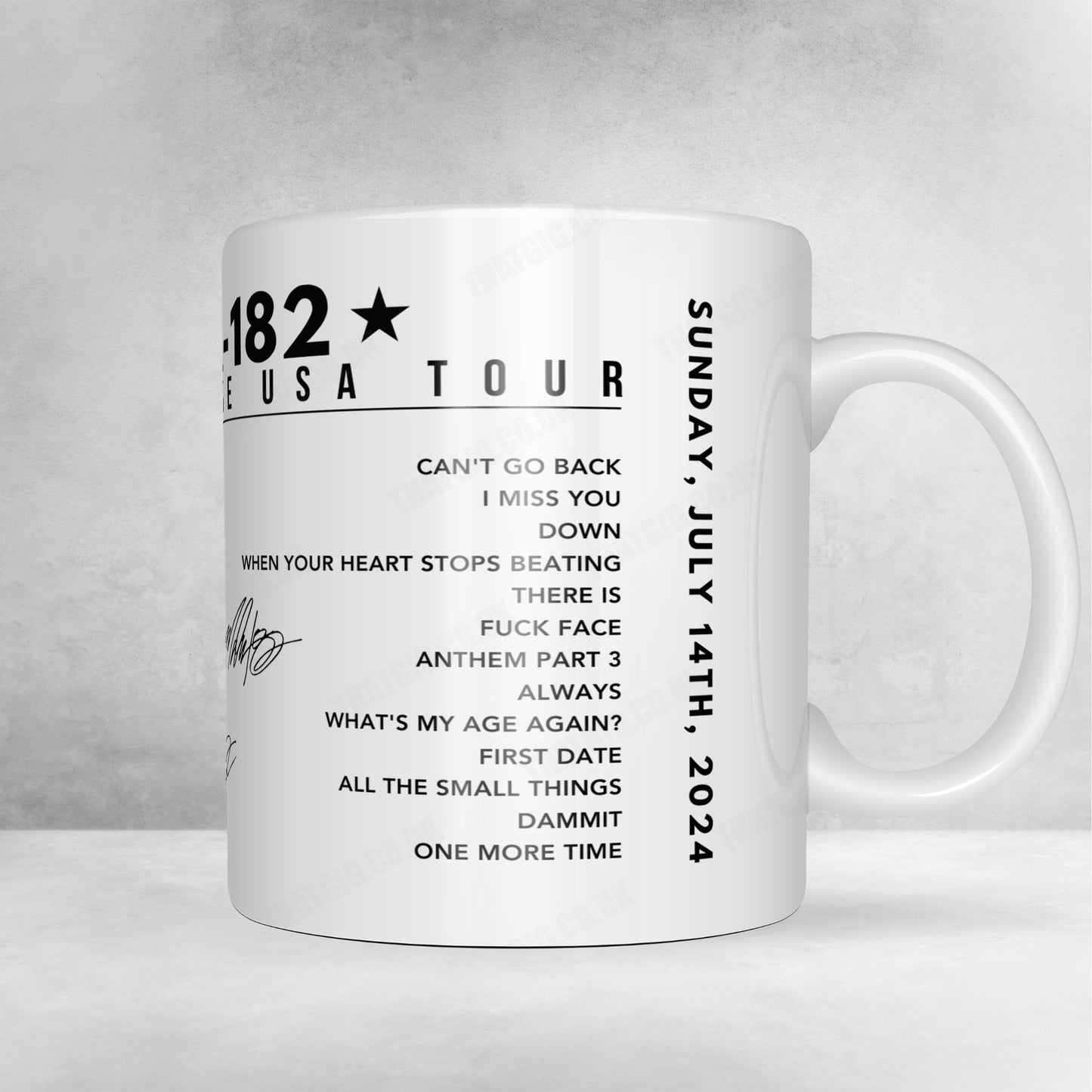 Blink-182 Setlist 11oz Mug - The Gorge Amphitheatre, George - July 14, 2024