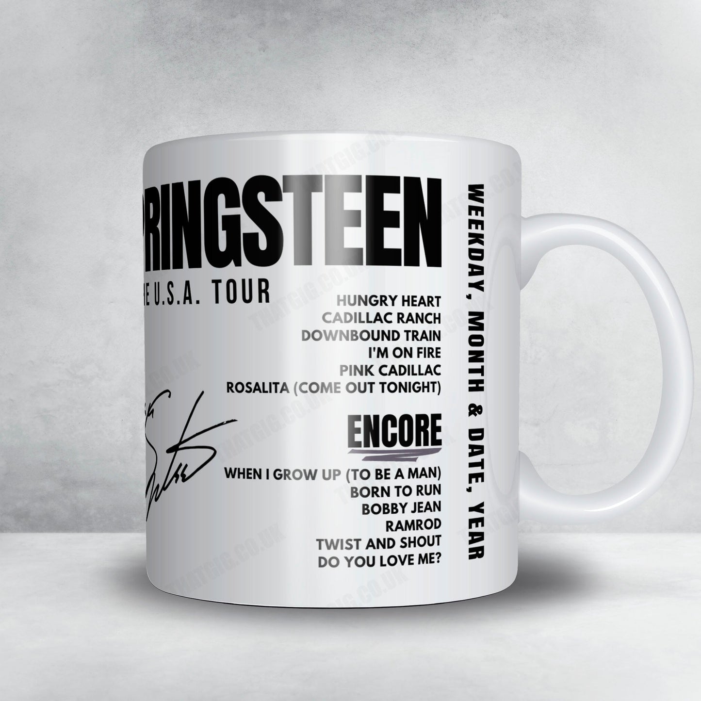Bruce Springsteen Setlist Mug - Roundhay Park, Leeds - July 7th, 1985