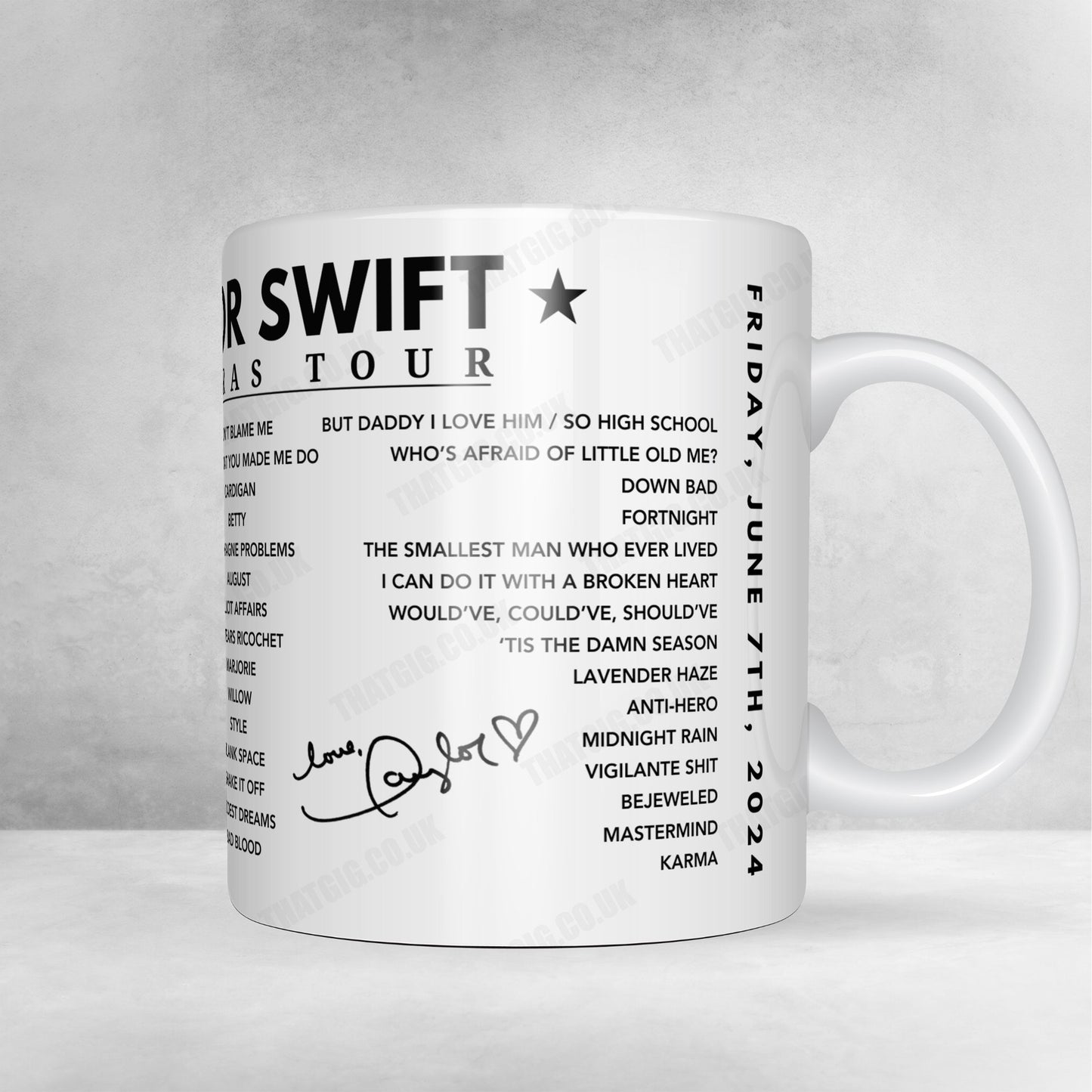 Taylor Swift Setlist Poster - Scottish Gas Murrayfield Stadium, Edinburgh - June 7th, 2024