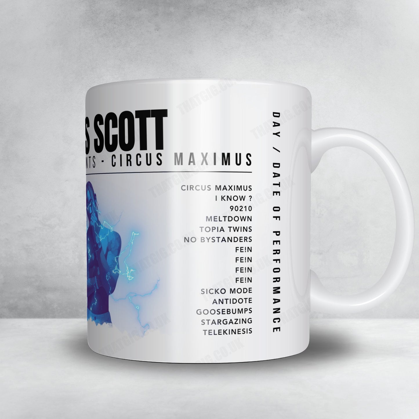 Travis Scott Setlist Mug - Centre Bell, Montreal - January 9th, 2024