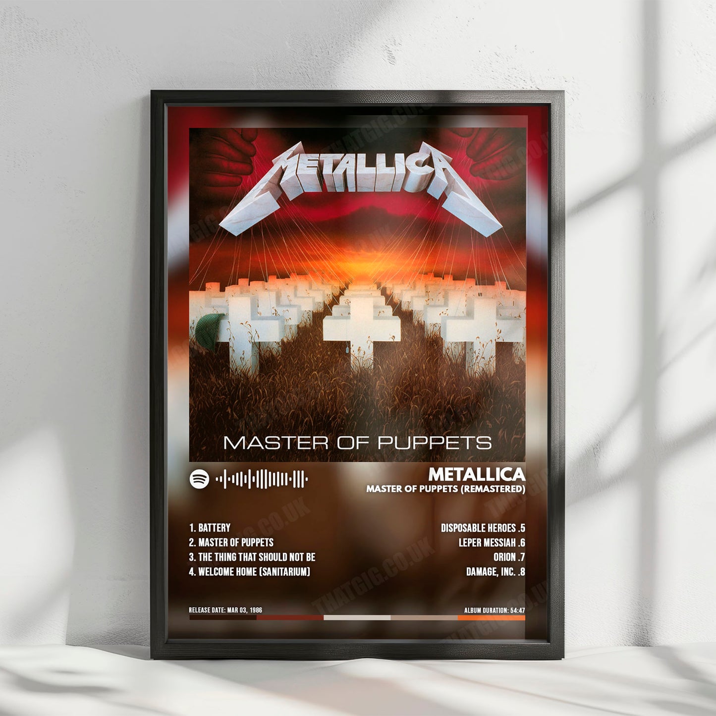 Metallica "Master of Puppets" Album Cover Poster - with Complete Tracklist