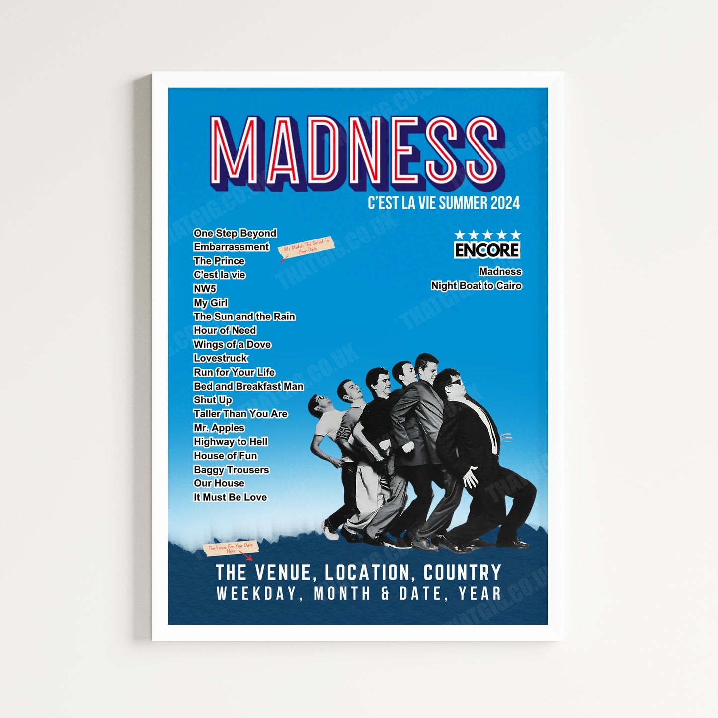 Madness Setlist Poster - Delamere Forest Park - June 15th, 2023