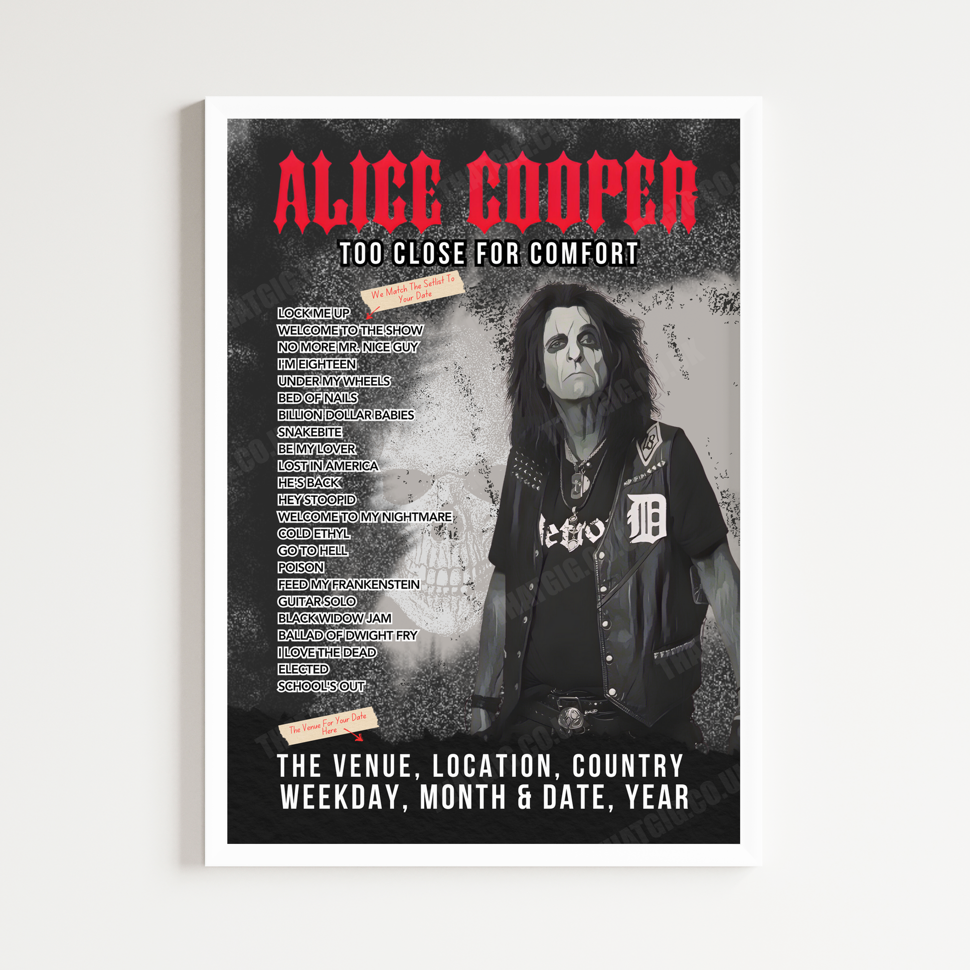 Alice Cooper Setlist Poster - Royal Caribbean - Independence of the Seas, Miami - February 16th, 2025