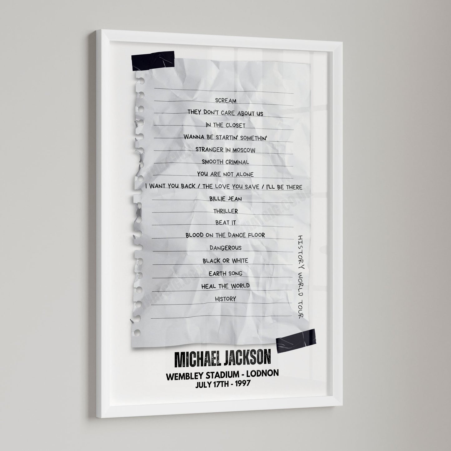 Michael Jackson Retro Setlist Poster - Wembley Stadium, London, July 17th 1997