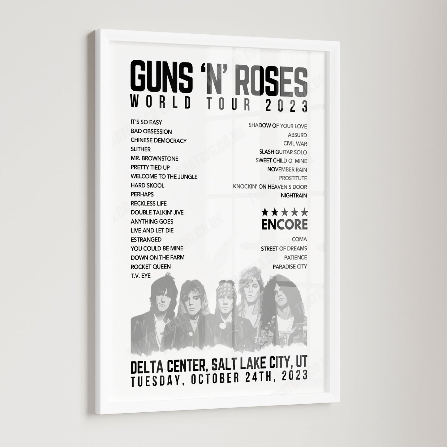 Guns N’ Roses Setlist Poster - Delta Center, Salt Lake City - October 24th, 2023