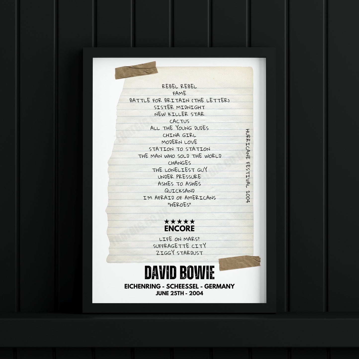 David Bowie Retro Setlist Poster - Eichenring, Germany on June 25th 2004