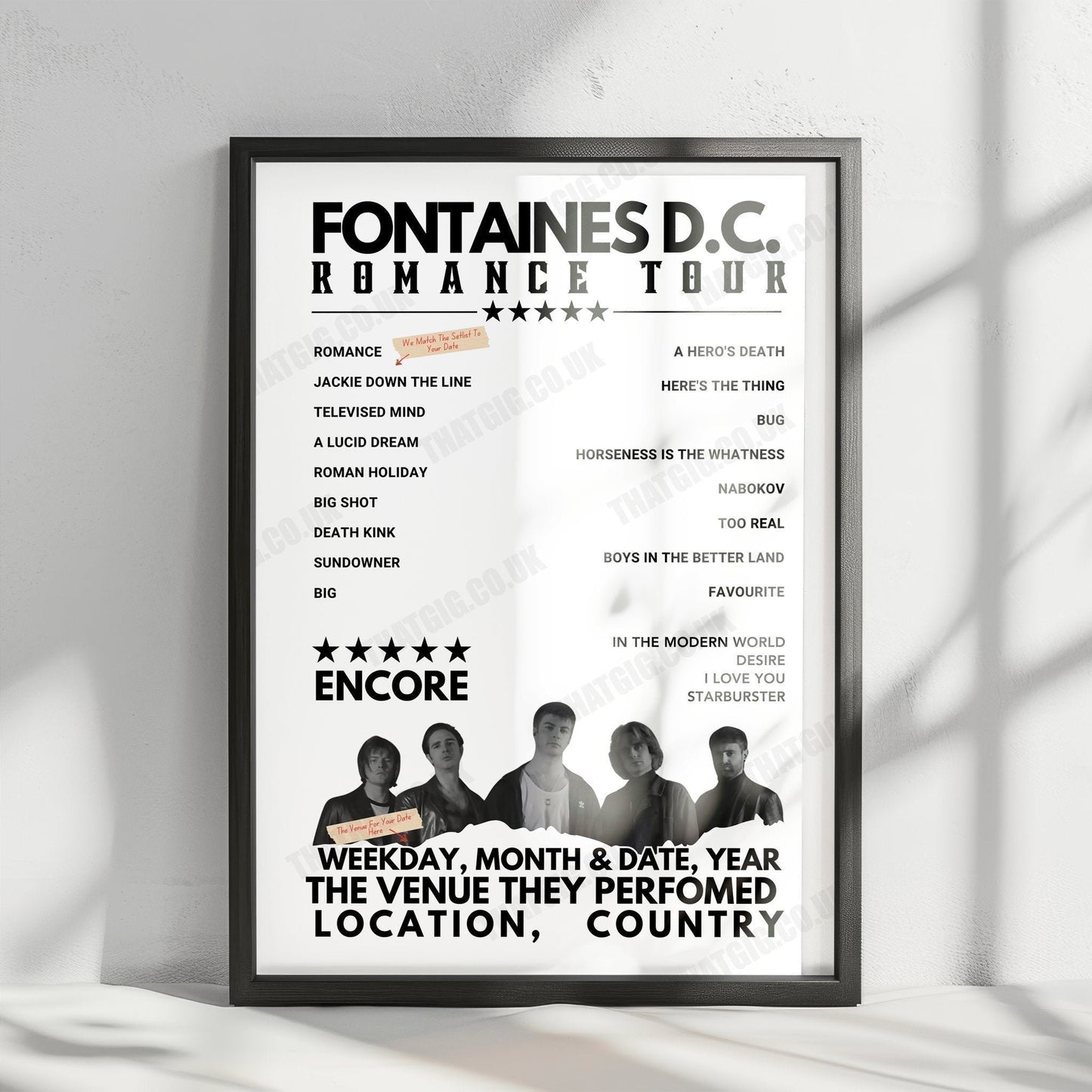 Fontaines D.C. Setlist Poster - MTELUS, Montreal, Canada - October 12th, 2024