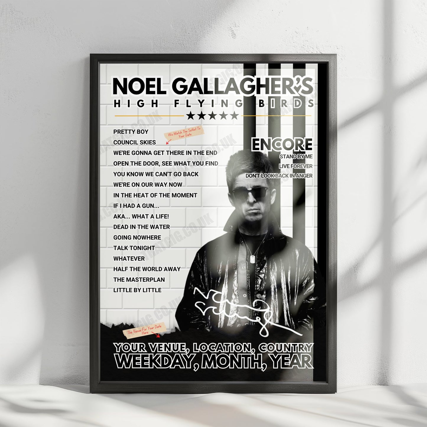 Noel Gallagher’s High Flying Birds Setlist Poster - Lighthouse, Poole, England - March 17th, 2024