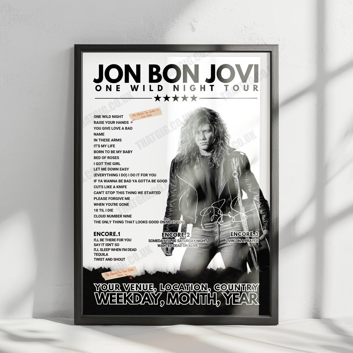 Bon Jovi Setlist Poster - Hampden Park, Glasgow - July 3rd, 2013