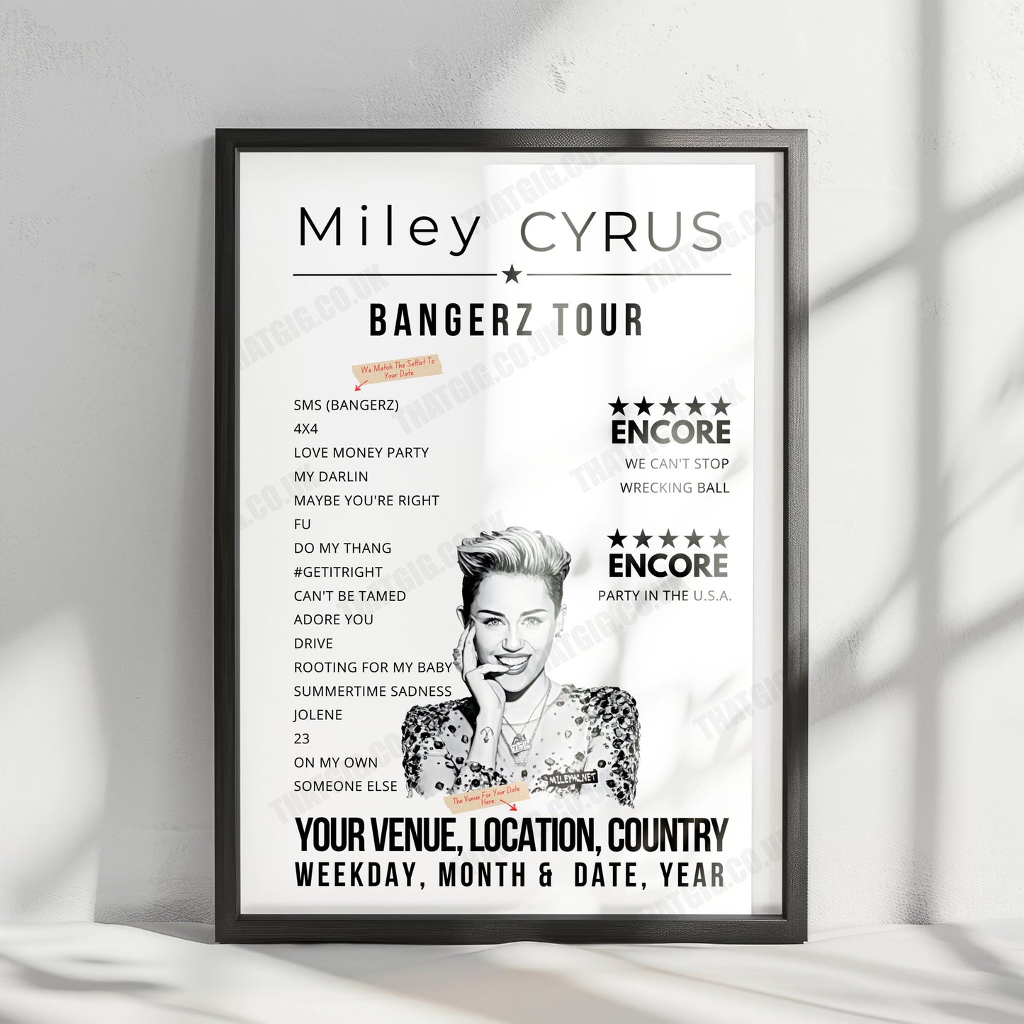 Miley Cyrus Setlist Poster - Reading Festival, Pilton, England - June 30th, 2019