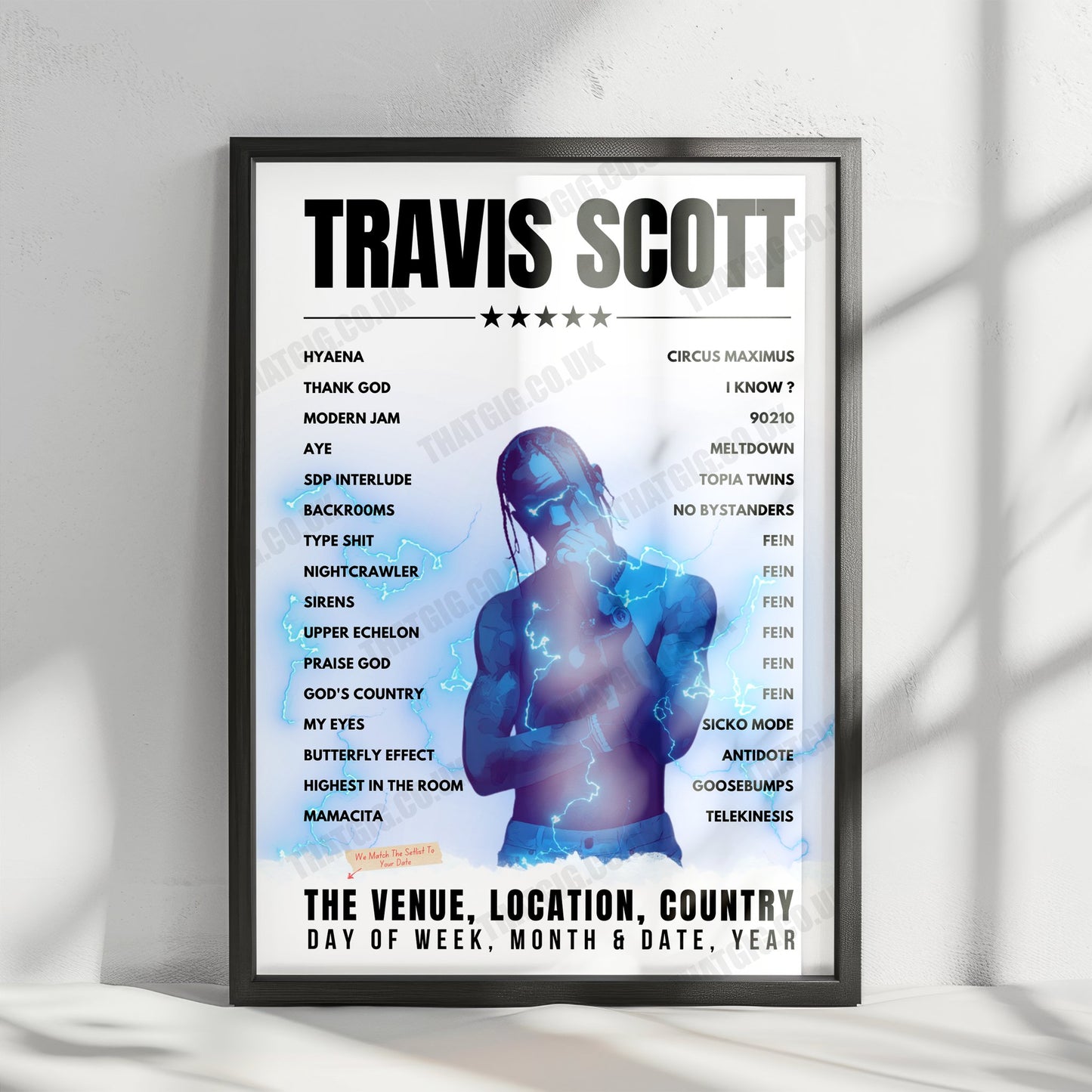 Travis Scott Setlist Poster - Wireless Festival, England - July 8th, 2023