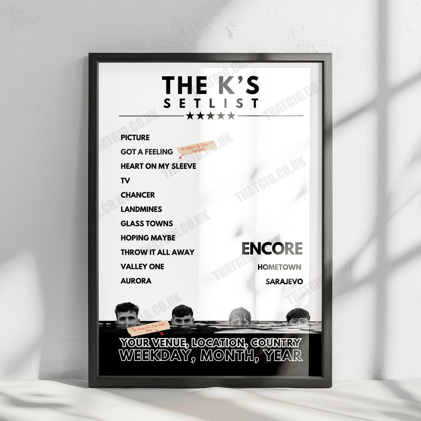 The K's Setlist Poster - Tivoli, Buckley, Wales - August 30th, 2024