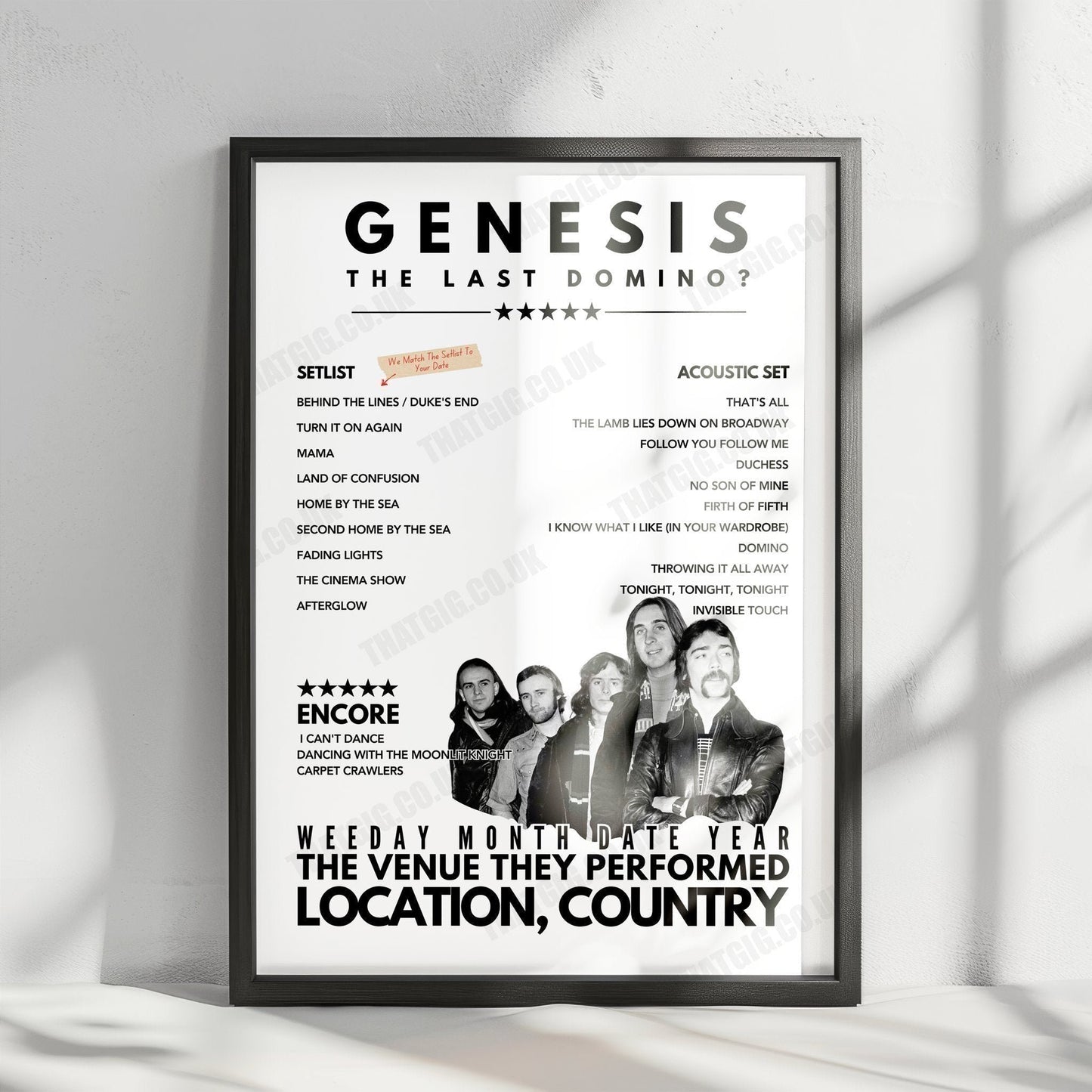 Genesis Setlist Poster - First Direct Arena, Leeds - September 28th, 2021
