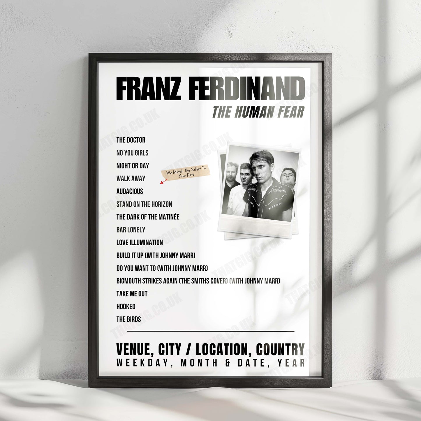 Franz Ferdinand Setlist Poster - Worthy Farm, Pilton - June 27th, 2025