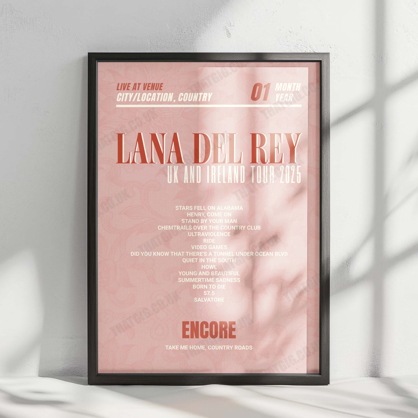 Lana Del Rey Setlist Poster - Anfield, Liverpool - June 28th, 2025