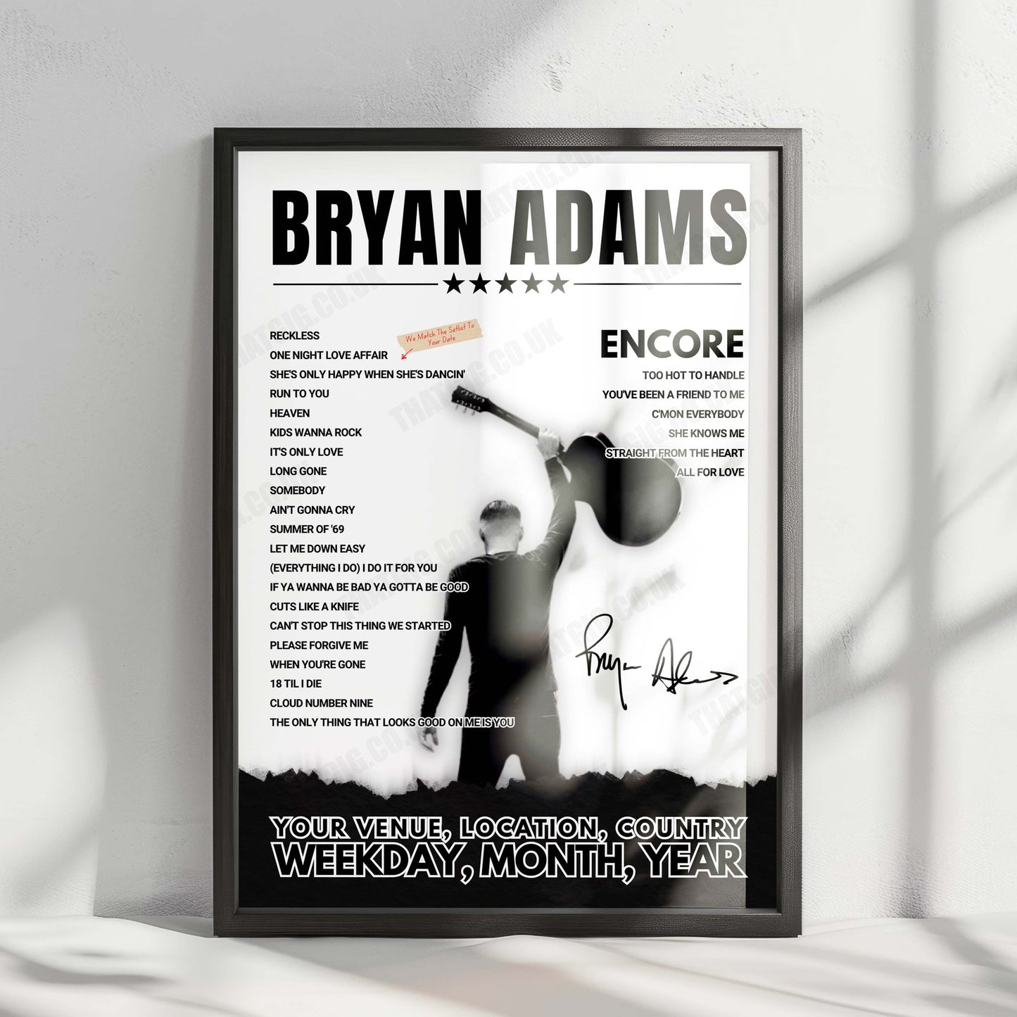Bryan Adams Setlist Poster - Festhalle, Frankfurt - October 8th, 2024