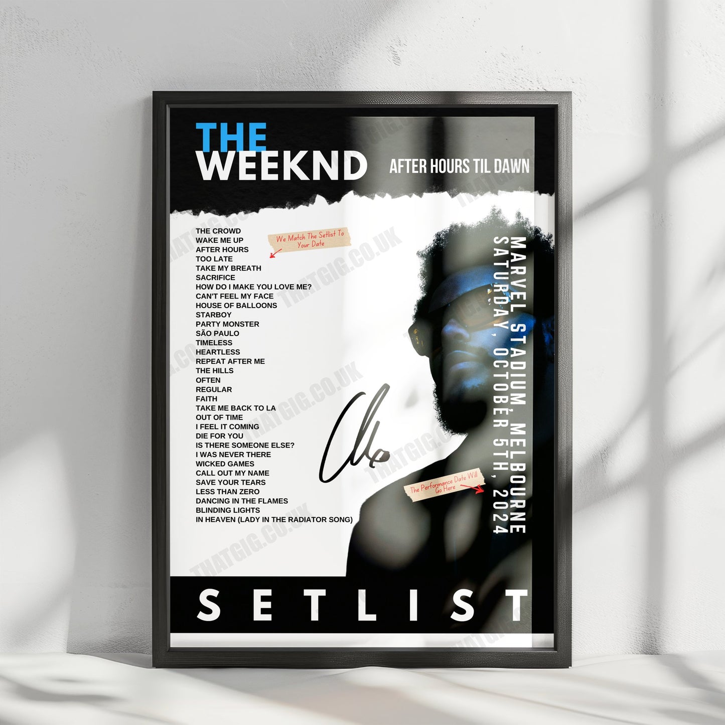 The Weeknd Setlist Poster - Accor Stadium, Sydney, Australia - October 23rd, 2024