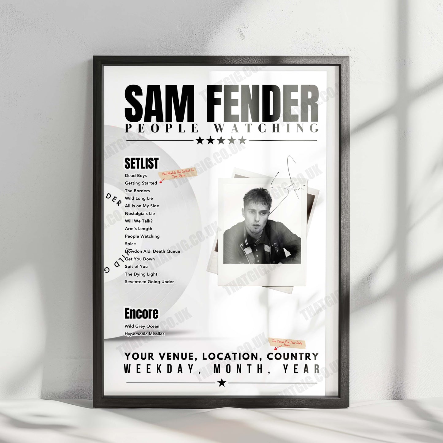 Sam Fender Setlist Poster - St James' Park, Newcastle upon Tyne - June 12th, 2025
