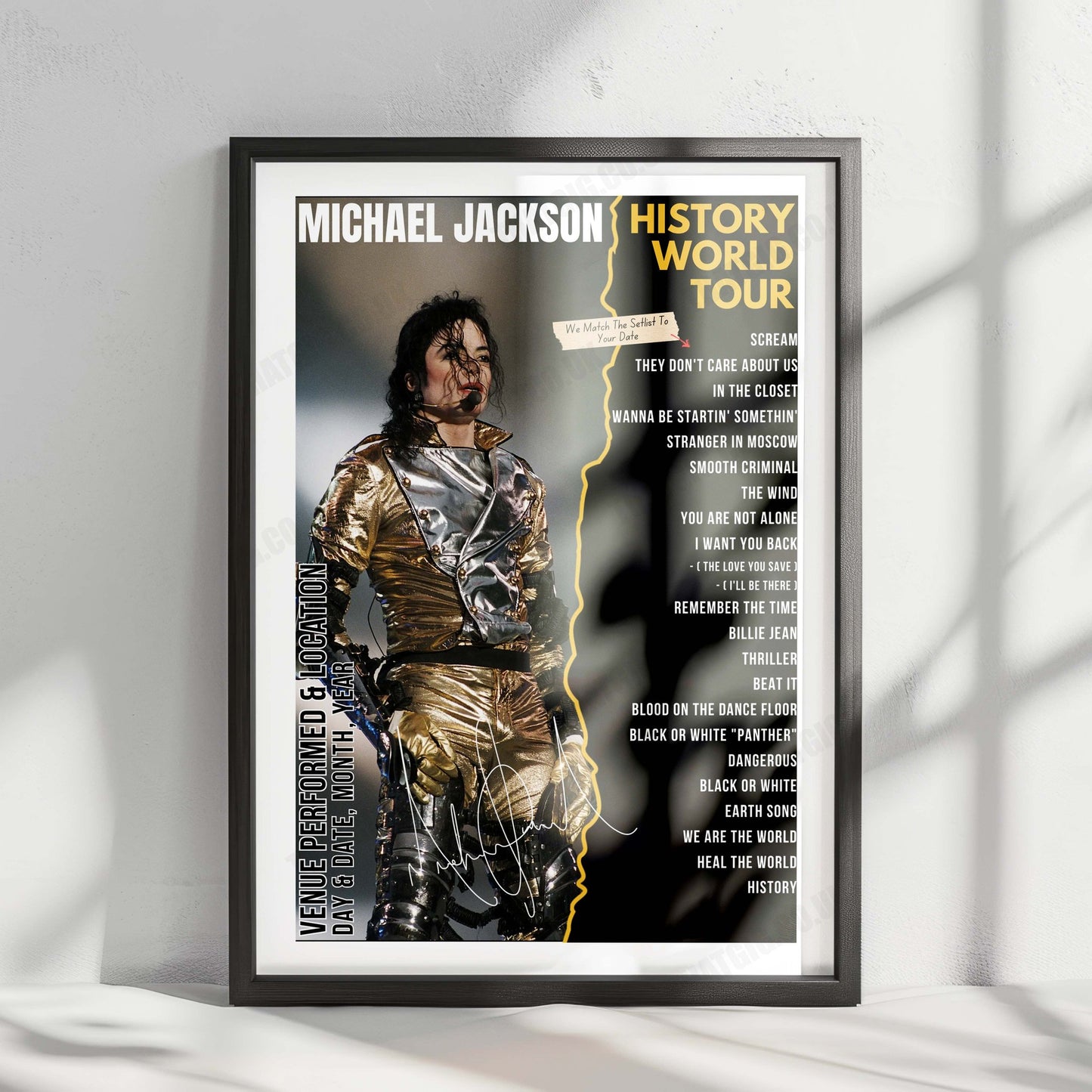 Michael Jackson Setlist Poster - Wembley Stadium, London, England - July 15th, 1997