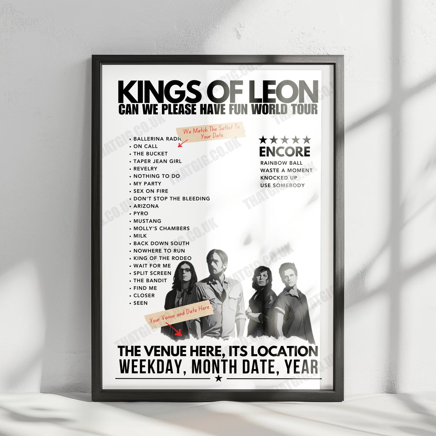 Kings of Leon Setlist Poster - Greek Theatre, Berkeley - August 25th, 2024