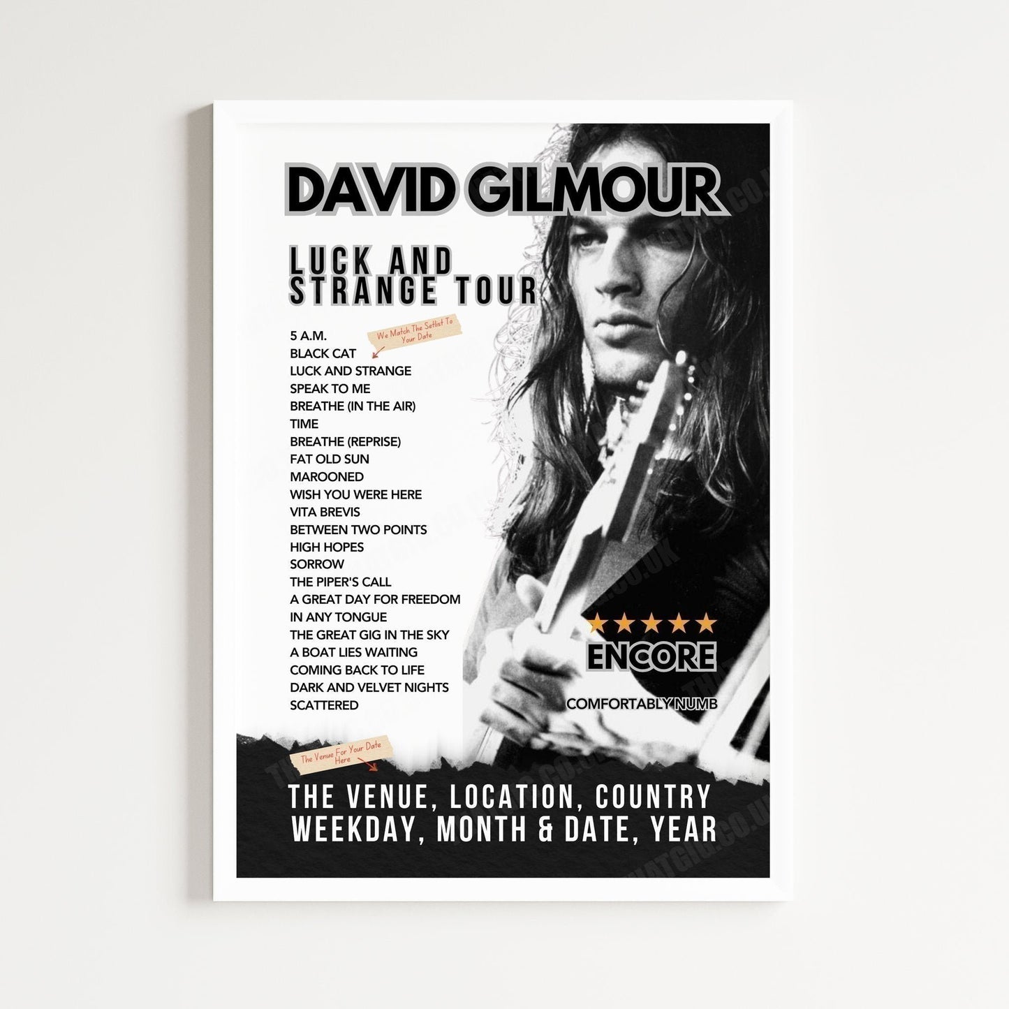 David Gilmour Setlist Poster - Circo Massimo, Rome, Italy - September 27th, 2024
