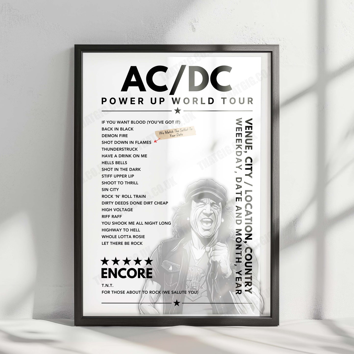 AC/DC Setlist Poster - MGM Grand Garden Arena, Las Vegas - April 9th, 2010