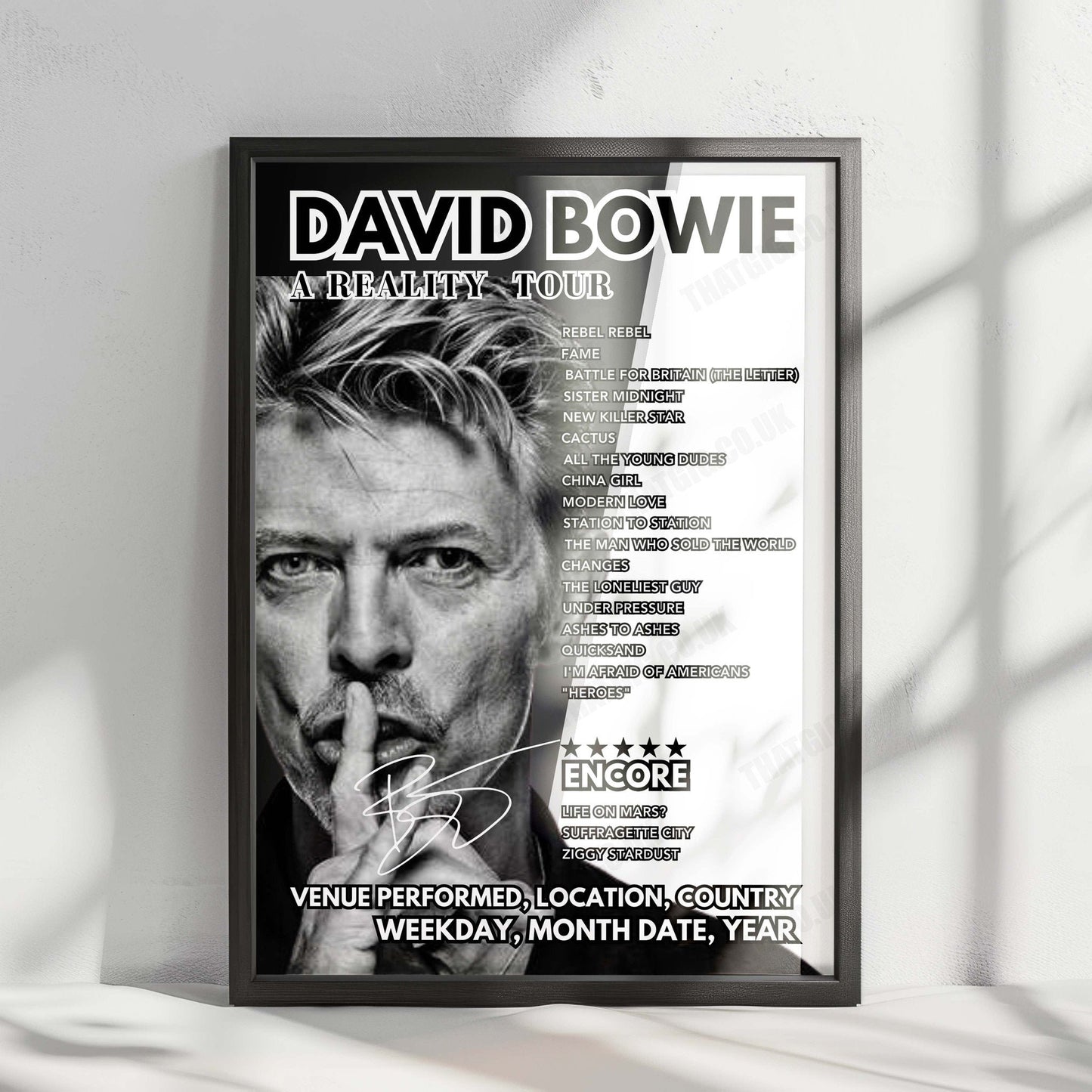 David Bowie Setlist Poster - Seaclose Park, Isle of Wight, on June 13th 2004
