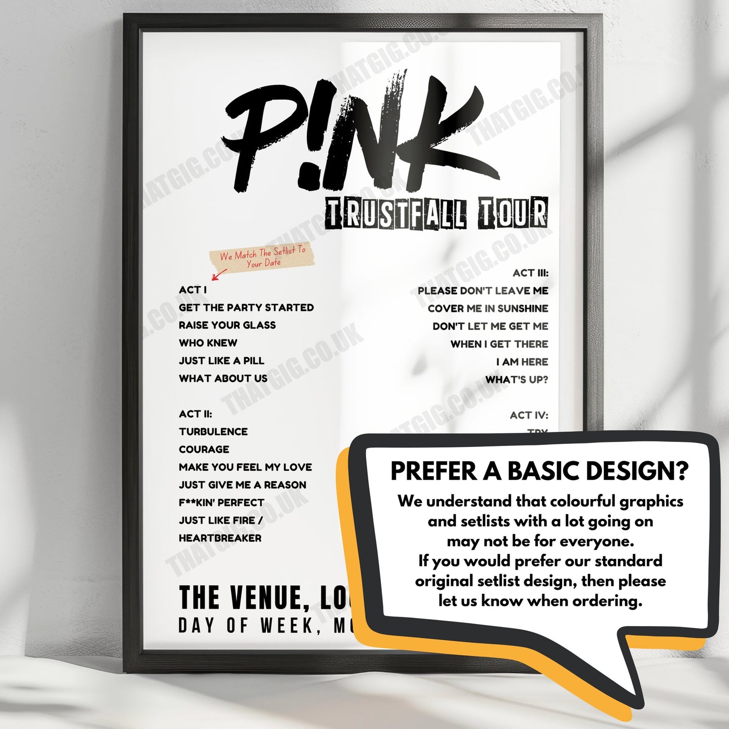 P!nk Setlist Poster - Centre Bell Montreal - November 1st, 2023