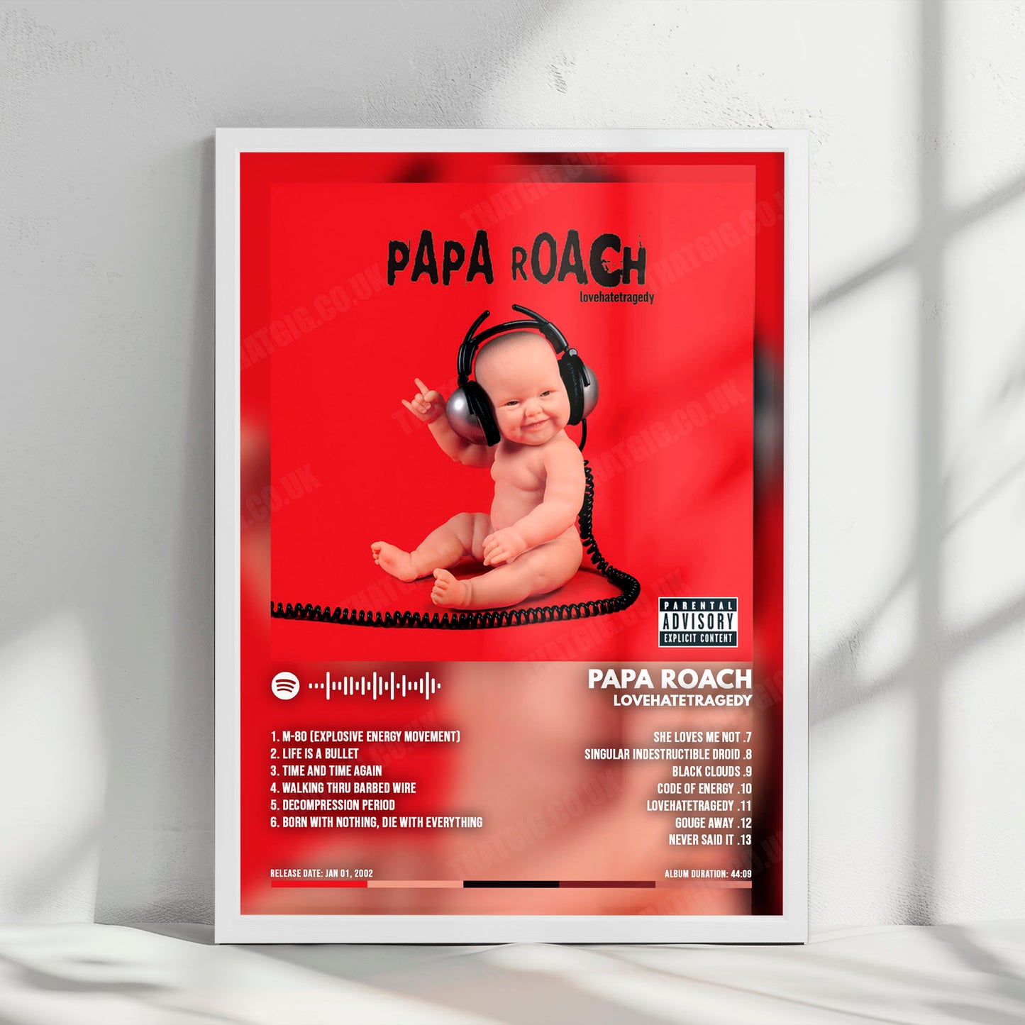 Papa Roach "Lovehatetragedy " Album Cover Poster - with Complete Tracklist