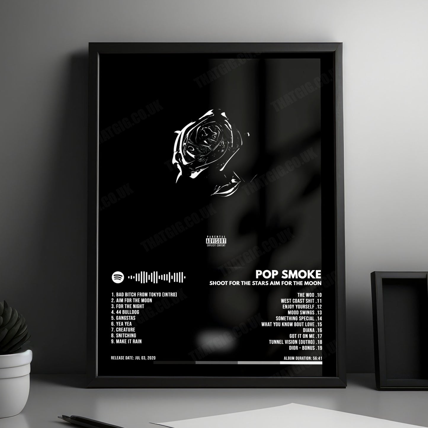 Pop Smoke "Shoot for the Stars, Aim for the Moon" Album Cover Poster - with Complete Tracklist