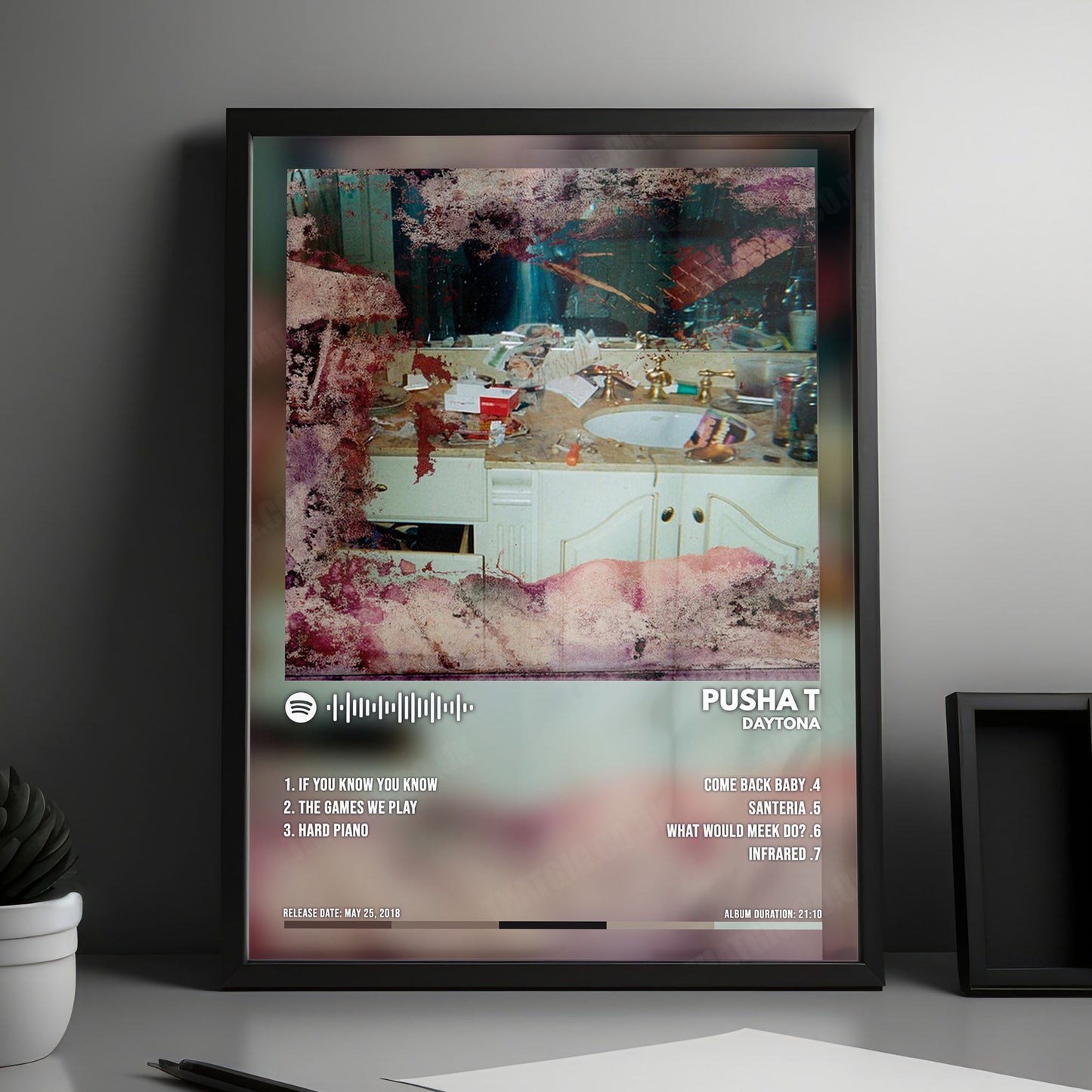 Pusha T "Daytona" Album Cover Poster - with Complete Tracklist